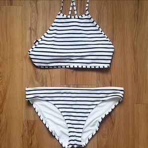 Aerie Striped High Neck Bikini